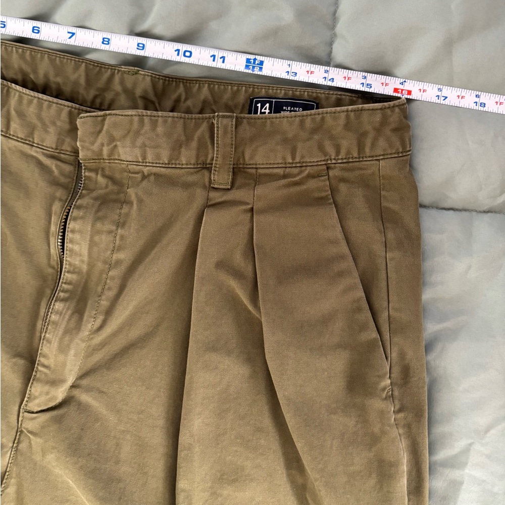 Gap Pleated Wide Leg Army Green Trousers Size 14 - Picture 5 of 6